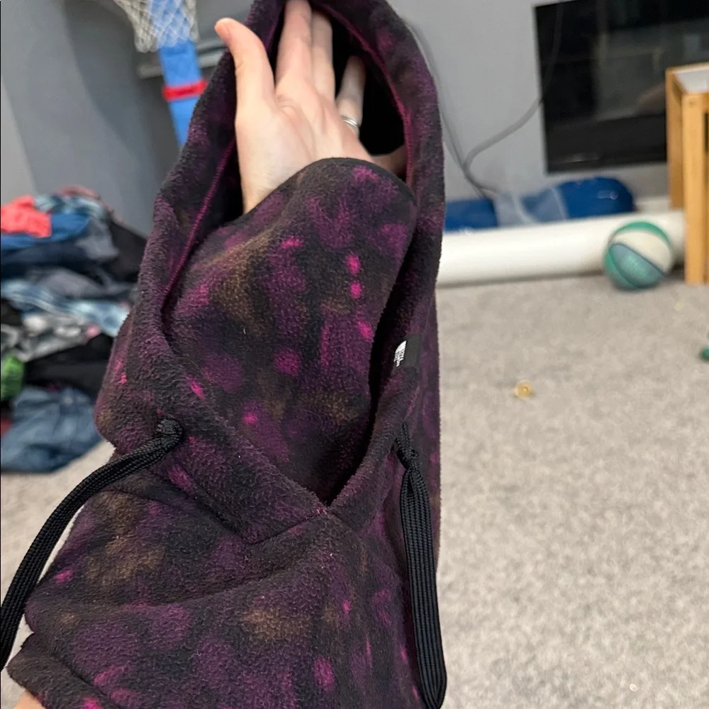 The North Face Purple Tie-Dye Fleece Hoodie with Pink Accents